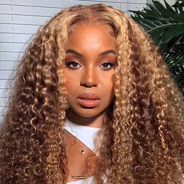 Wear And Go Glueless Wig Ombre Highlight Mongolian Deep Wave 6x4 Hd Lace Glueless