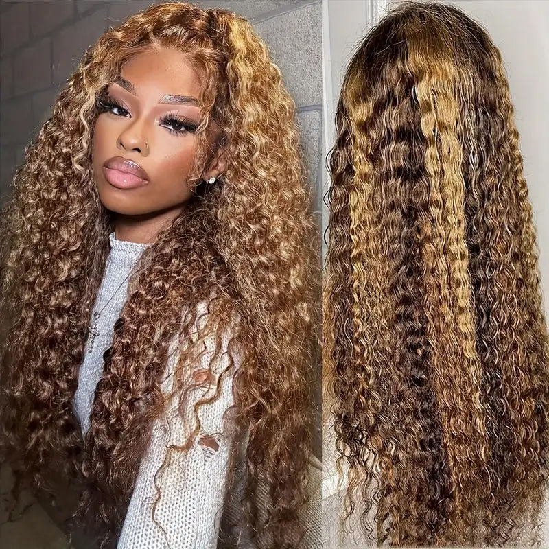 Wear And Go Glueless Wig Ombre Highlight Mongolian Deep Wave 6x4 Hd Lace Glueless
