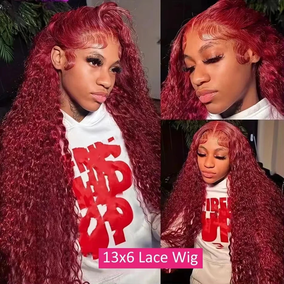 Vibrant Deep Wave 99j Burgundy Lace Frontal Wig™