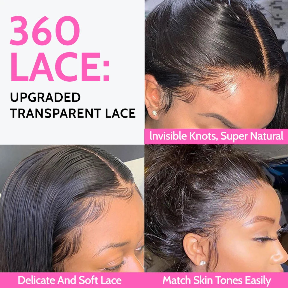 360 Glueless Wig Human Hair Ready To Wear Straight