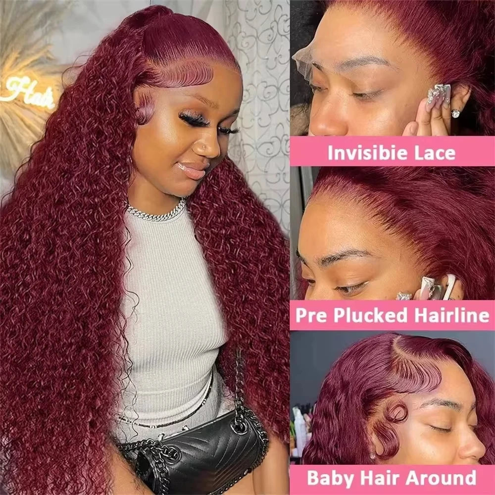 Vibrant Deep Wave 99j Burgundy Lace Frontal Wig™