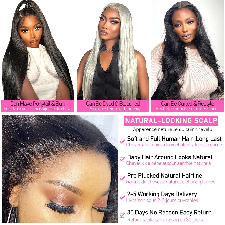 360 Glueless Wig Human Hair Ready To Wear Straight