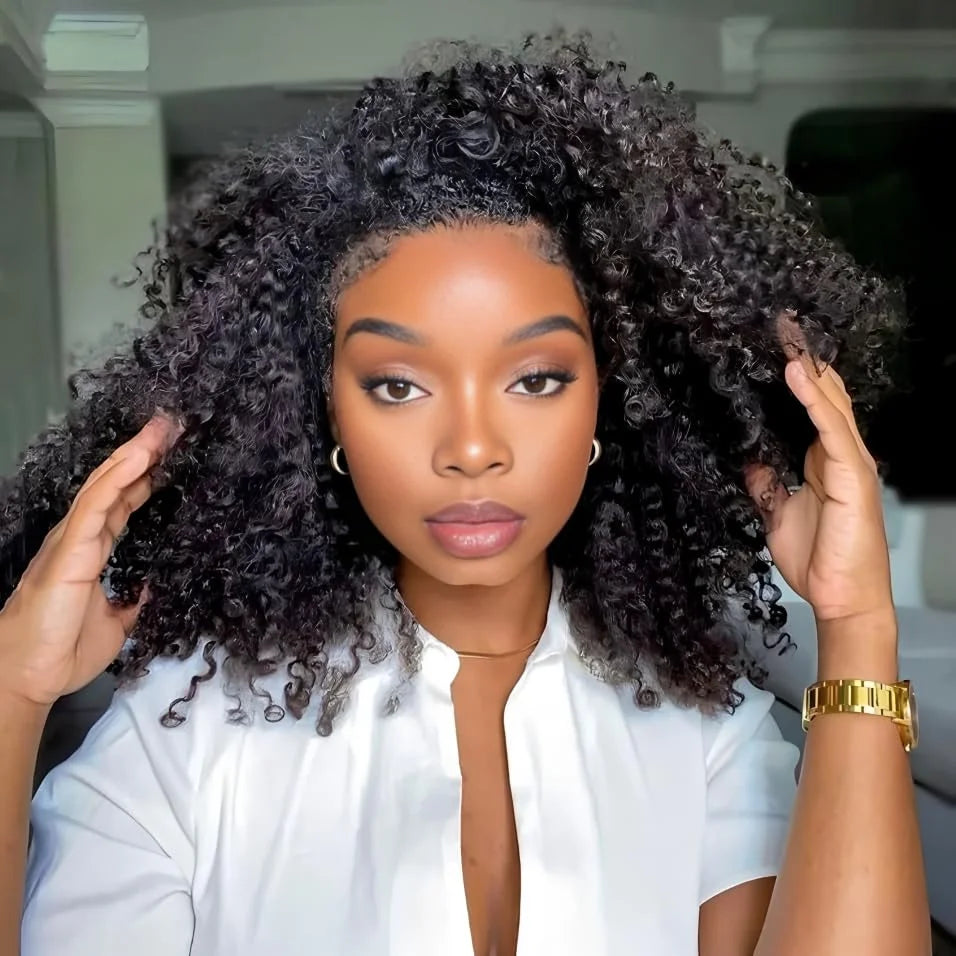 Kinky Curly Half Wigs Human Hair Headband