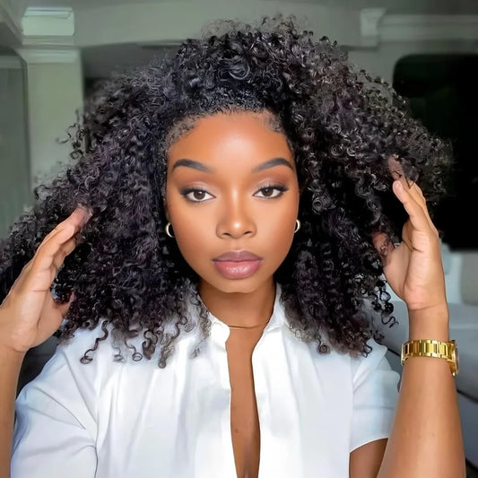 Kinky Curly Half Wigs Human Hair Headband